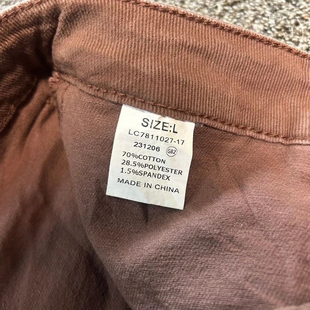 luvamia Denim Skort Womens L Brown Excellent Mini Skirt Slit Detail 5103